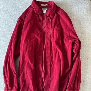L.L. Bean Vintage Red Corduroy Button-Down Traditional fit Shirt
